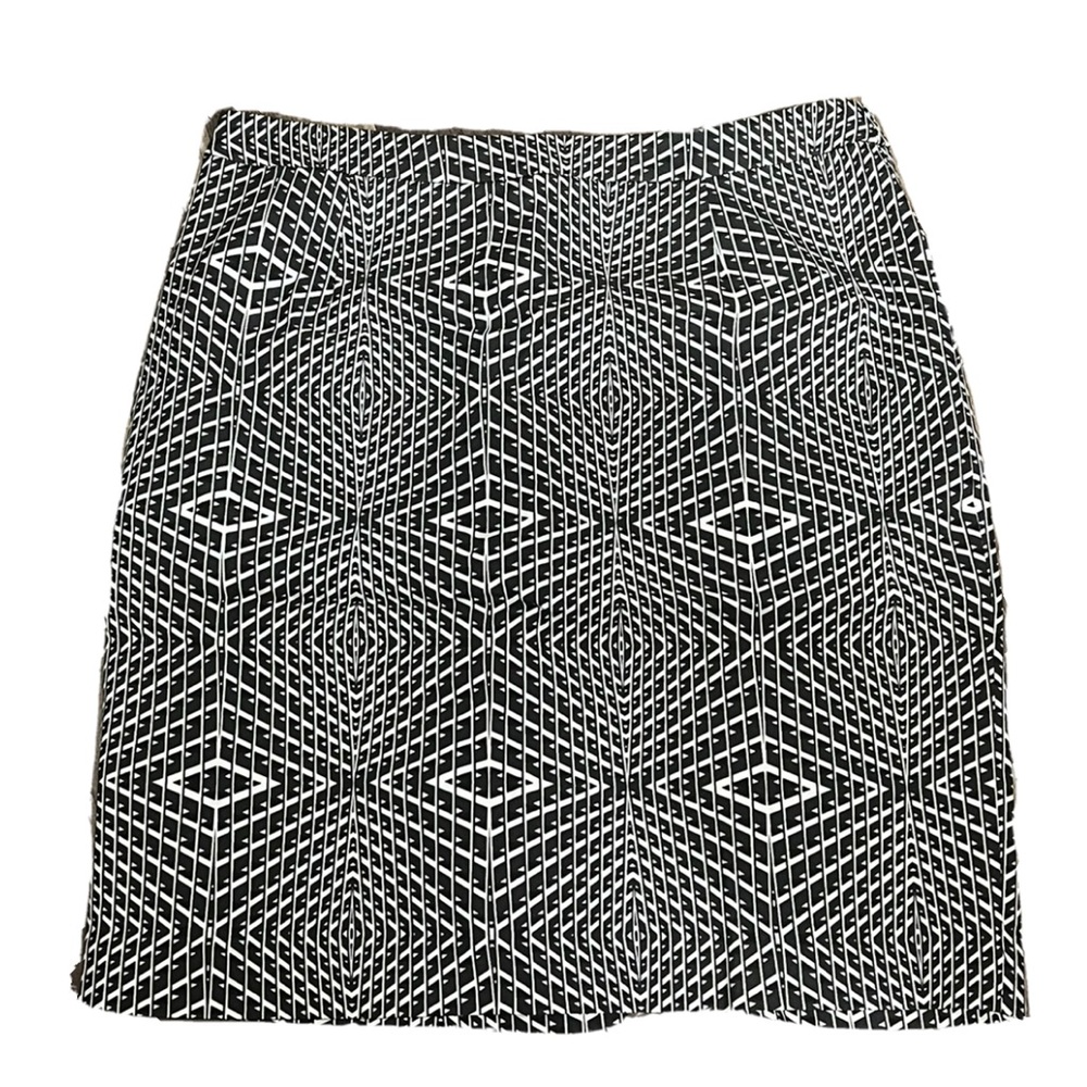 Halogen Women's Black White Gray Straight Pencil Skirt Geometric Lined Size 10